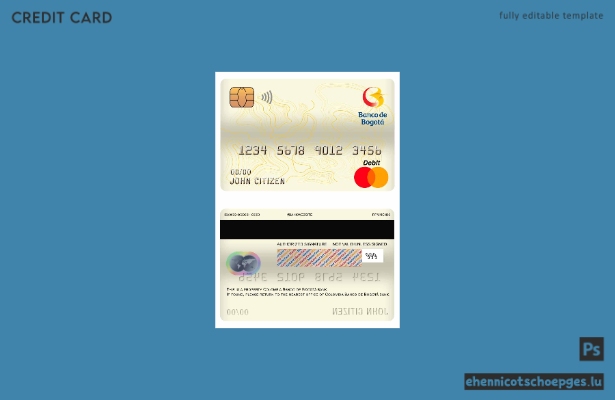Beispielvorschau der Mastercard der Banco de Bogotá Bank aus Kolumbien
